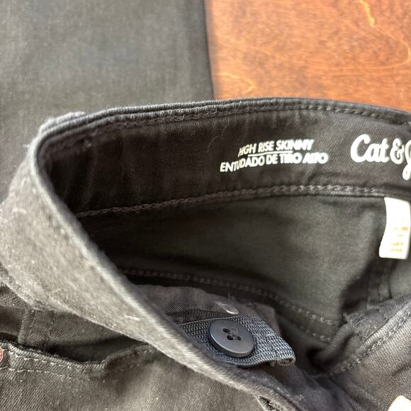 Cat and Jack Girls Skinny Jeans High Rise 14 Slim Ultimate Stretch Black Denim - Picture 2 of 5